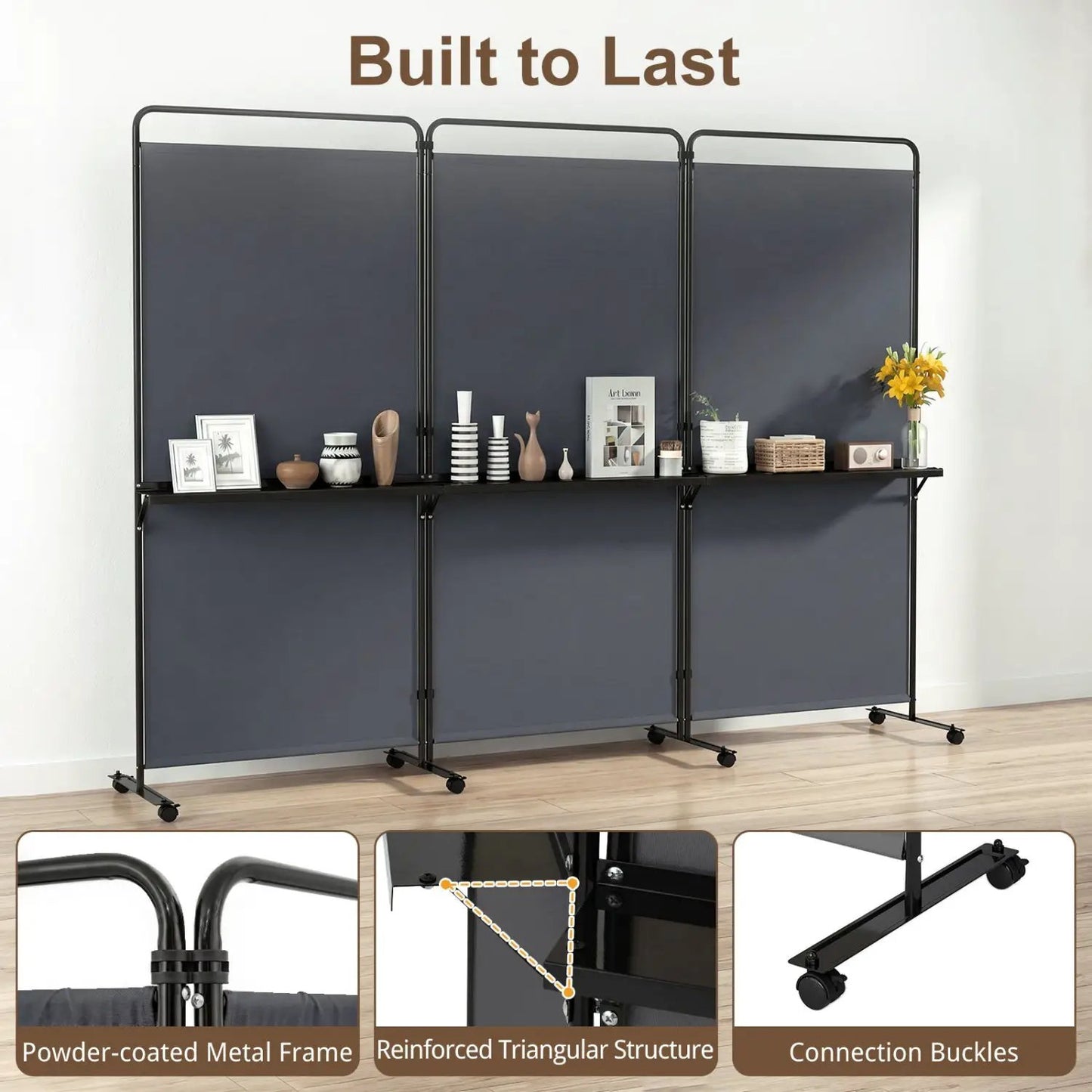 Room Divider With Shelves 6 ft Privacy Screen