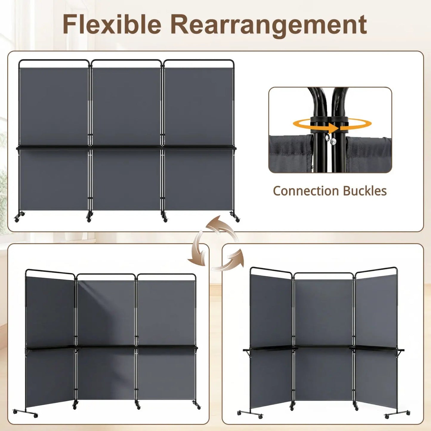 Room Divider With Shelves 6 ft Privacy Screen