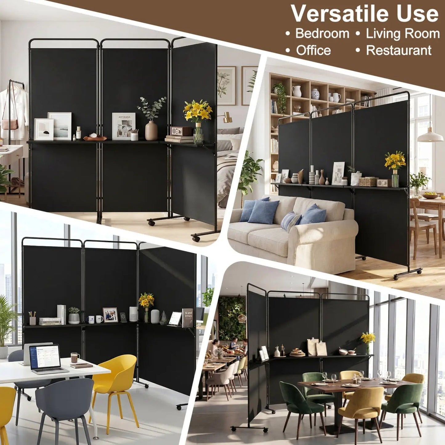 Room Divider With Shelves 6 ft Privacy Screen
