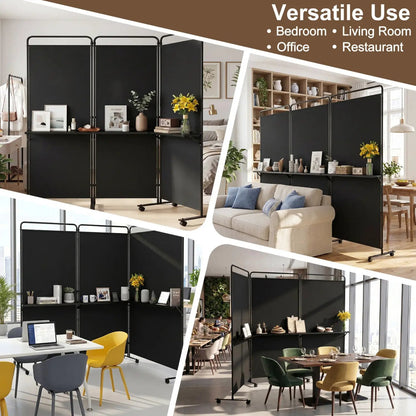 Room Divider With Shelves 6 ft Privacy Screen