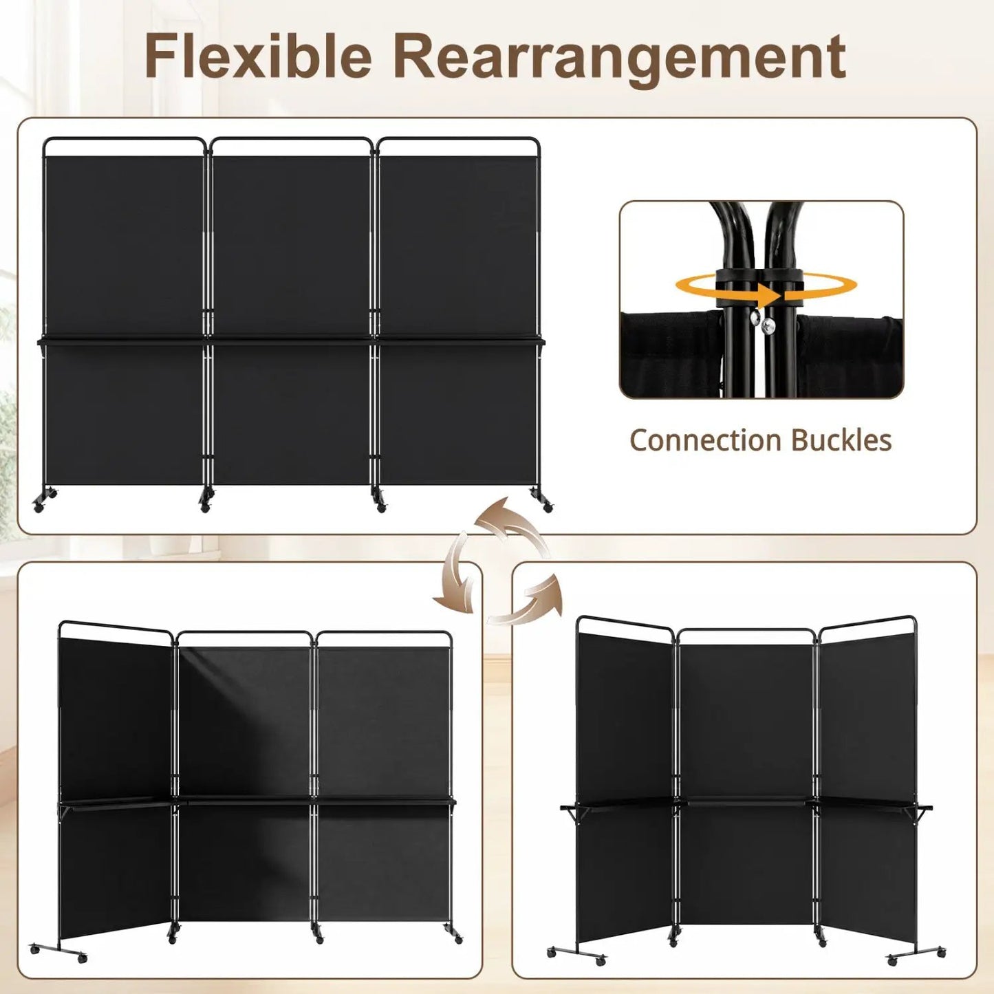 Room Divider With Shelves 6 ft Privacy Screen