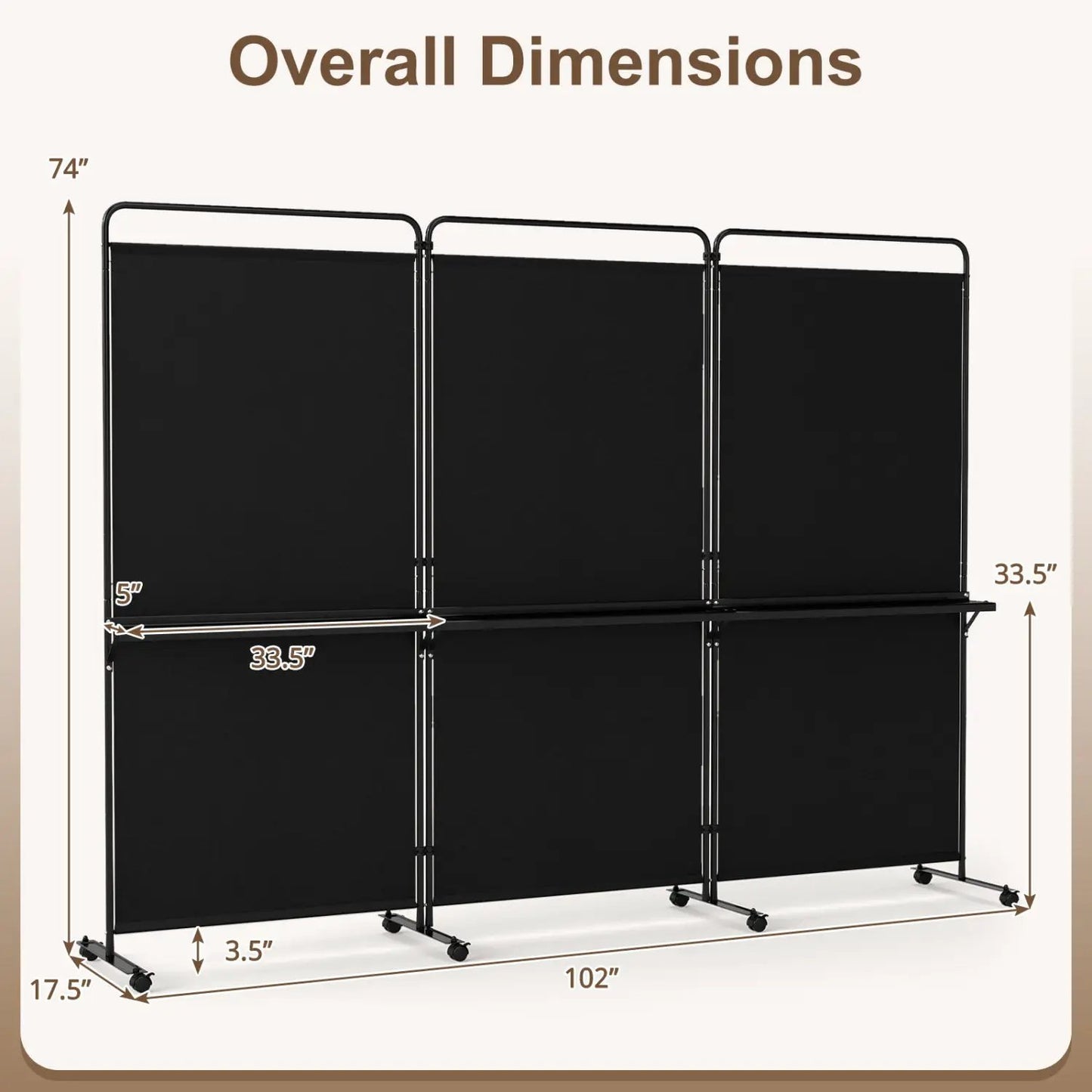 Room Divider With Shelves 6 ft Privacy Screen