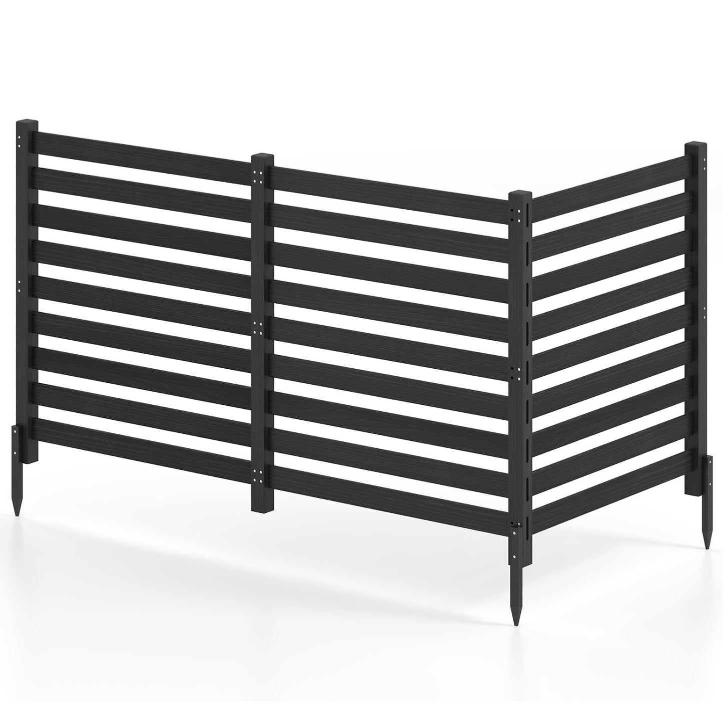 3-panel wooden privacy fence with ground stakes, black finish, DirectDeals on Tampa Home & Garden Store