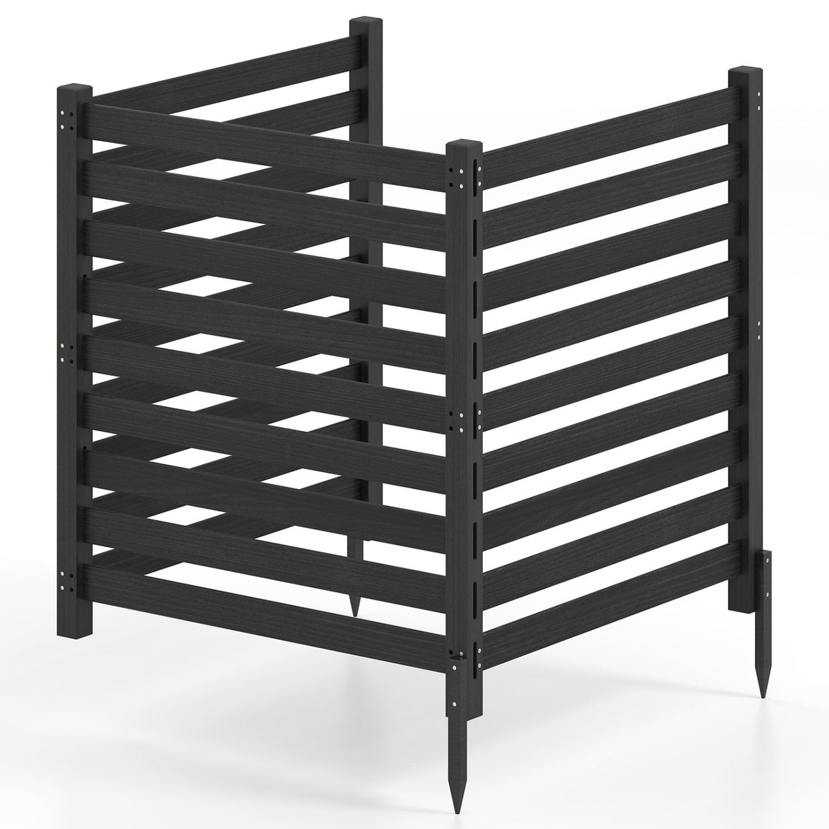 3-panel wooden privacy fence with ground stakes, charcoal gray, DirectDeals brand, 38.5 x 42 in on Tampa Home & Garden Store