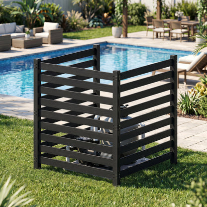 3-panel wooden privacy fence with ground stakes, dark stain, 38.5 x 42 in on Tampa Home & Garden Store
