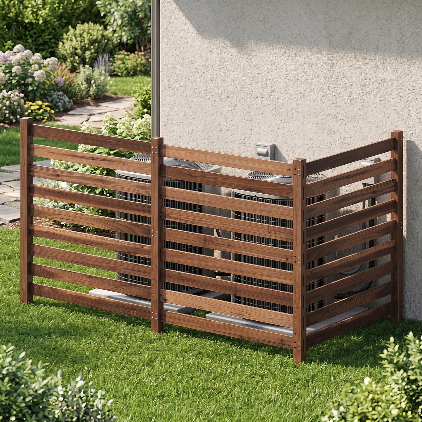 3-panel brown wooden privacy fence with ground stakes DirectDeals 38.5in x 42in on Tampa Home & Garden Store
