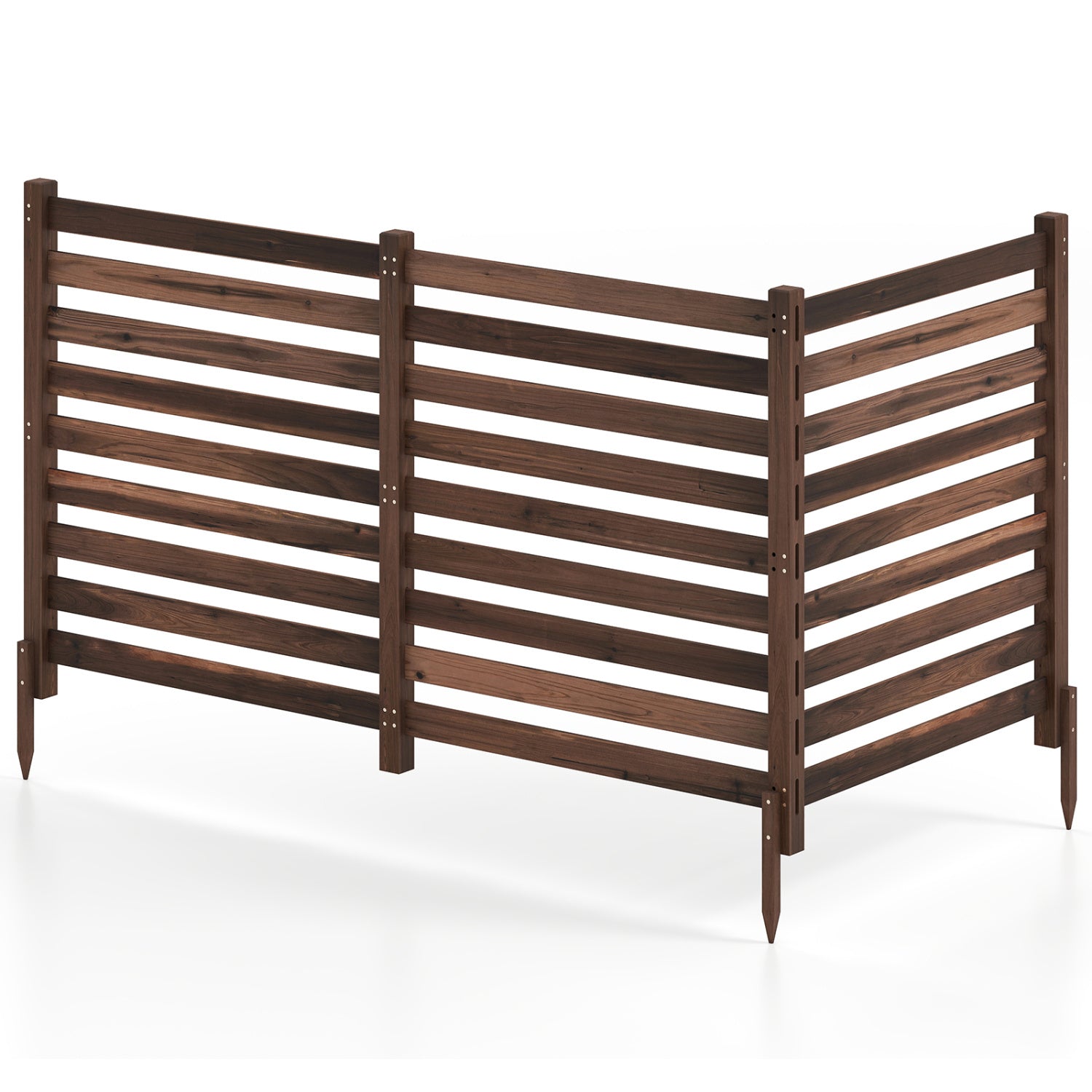 3-panel wooden privacy fence with ground stakes in dark brown, DirectDeals on Tampa Home & Garden Store