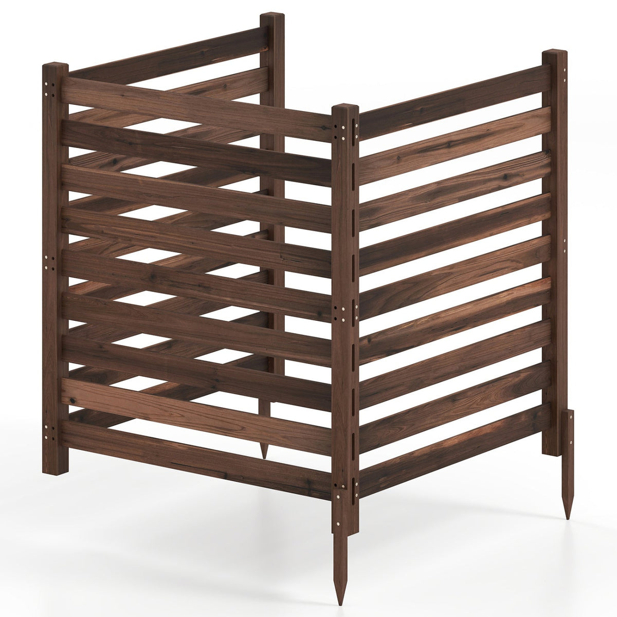 Privacy fence 3-panel wooden unit with ground stakes brown wood DirectDeals 38.5" x 42" on Tampa Home & Garden Store
