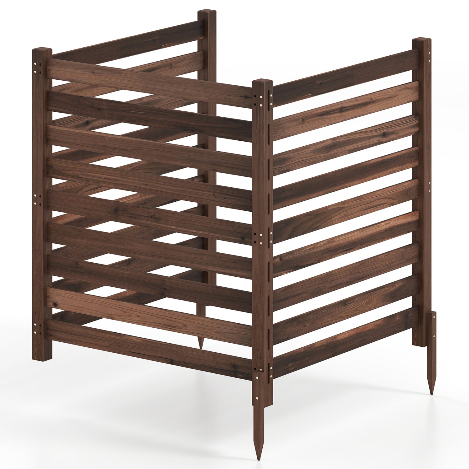 Privacy fence 3-panel wooden unit with ground stakes brown wood DirectDeals 38.5" x 42" on Tampa Home & Garden Store