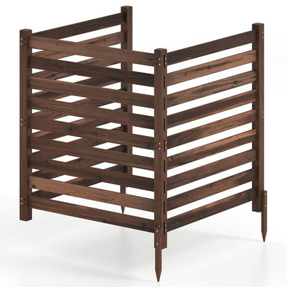 Privacy fence 3-panel wooden unit with ground stakes brown wood DirectDeals 38.5" x 42" on Tampa Home & Garden Store