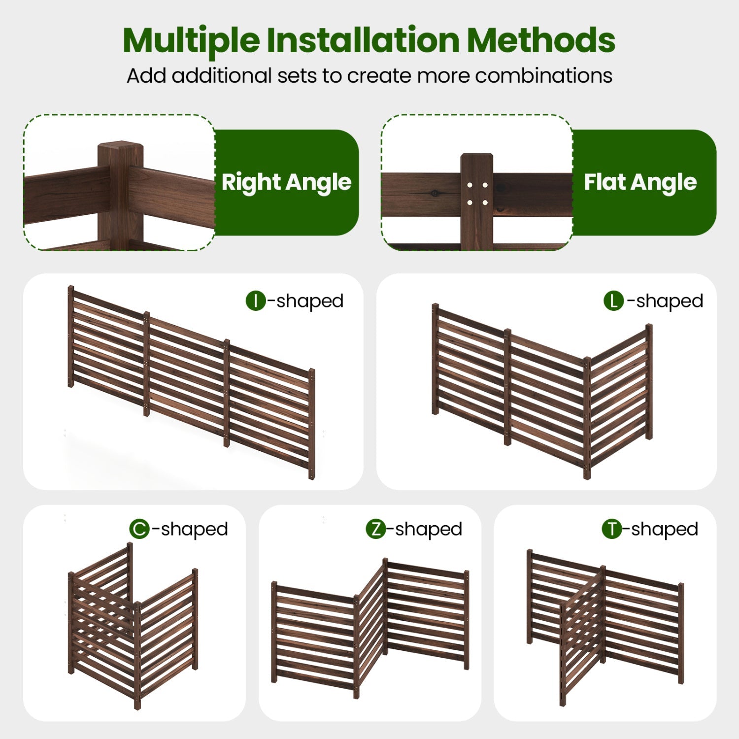 3-panel wooden privacy fence with ground stakes by DirectDeals, 38.5 x 42 in, brown slat panels on Tampa Home & Garden Store