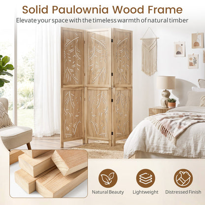 3-Panel Palm Leaf Room Divider wood finish 67 tall DirectDeals on Tampa Home & Garden Store