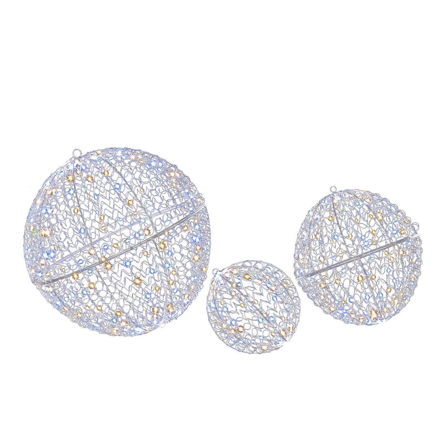 3 Pcs lighted Christmas balls, large metal wire sphere ornaments with 435 LEDs DirectDeals on Tampa Home & Garden Store
