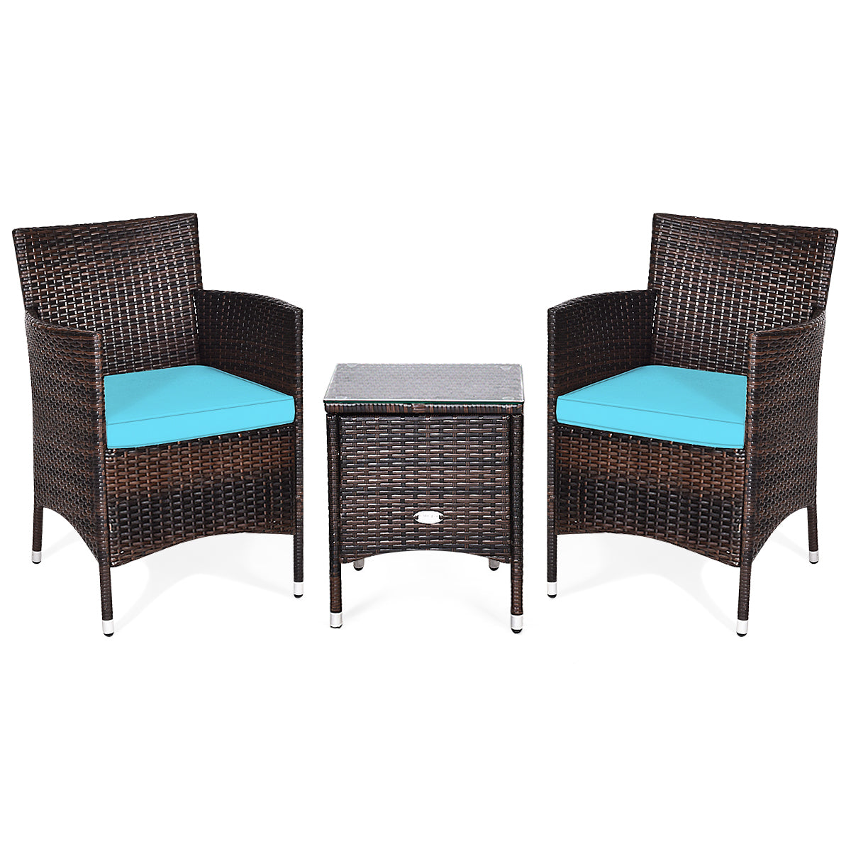 3 Pcs Outdoor Rattan Wicker Furniture Set-Gray