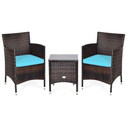 3 Pcs Outdoor Rattan Wicker Furniture Set-Gray