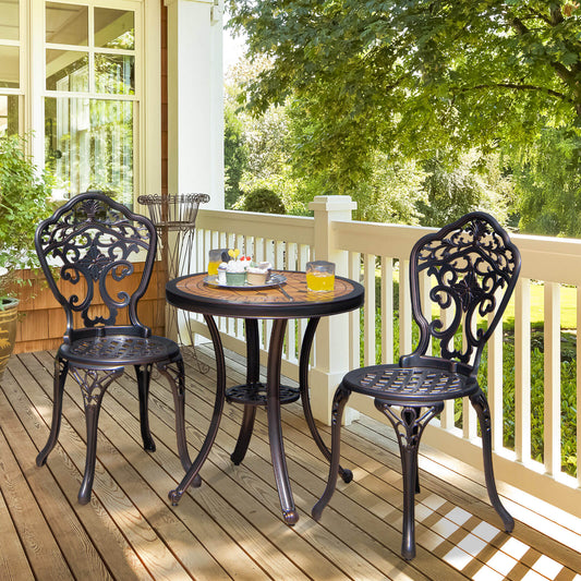 3-Piece All-Weather Cast Aluminum Patio Bistro Set-Copper - Tampa Home & Garden Store