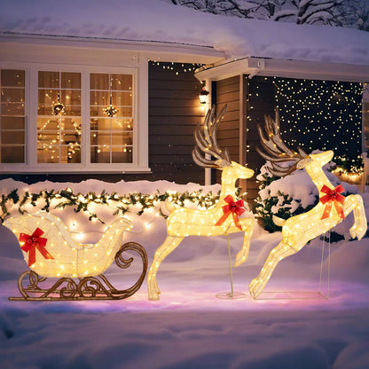 3-Piece Lighted Reindeer and Sleigh Set DirectDeals; two illuminated reindeer for Lawn & Garden on Tampa Home & Garden Store