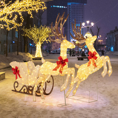3-Piece Christmas Lighted Reindeer and Sleigh Set warm-white lawn ornaments DirectDeals on Tampa Home & Garden Store