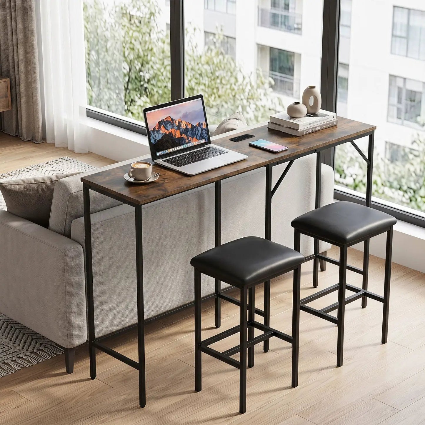 3-Piece Convertible Dining Set with Built-In Charging Station