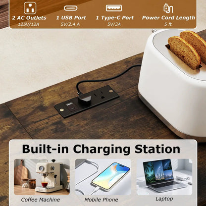3-Piece Convertible Dining Set with Built-In Charging Station