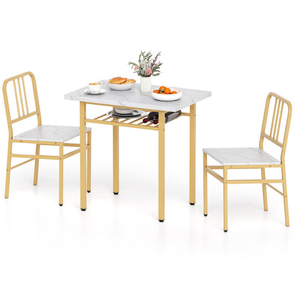 3-Piece Dining Table Set with Rectangular Kitchen Table and 2 Chairs