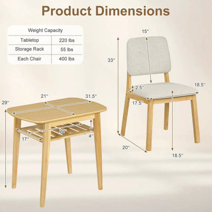 Three-Piece Dining Table Set with Chairs
