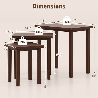 3-Piece Farmhouse Rectangle Side Table Set for Living Room