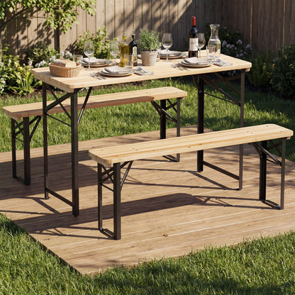GemGear 3-Piece Folding Picnic Table with Benches in fir wood outdoor camping set on Tampa Home & Garden Store