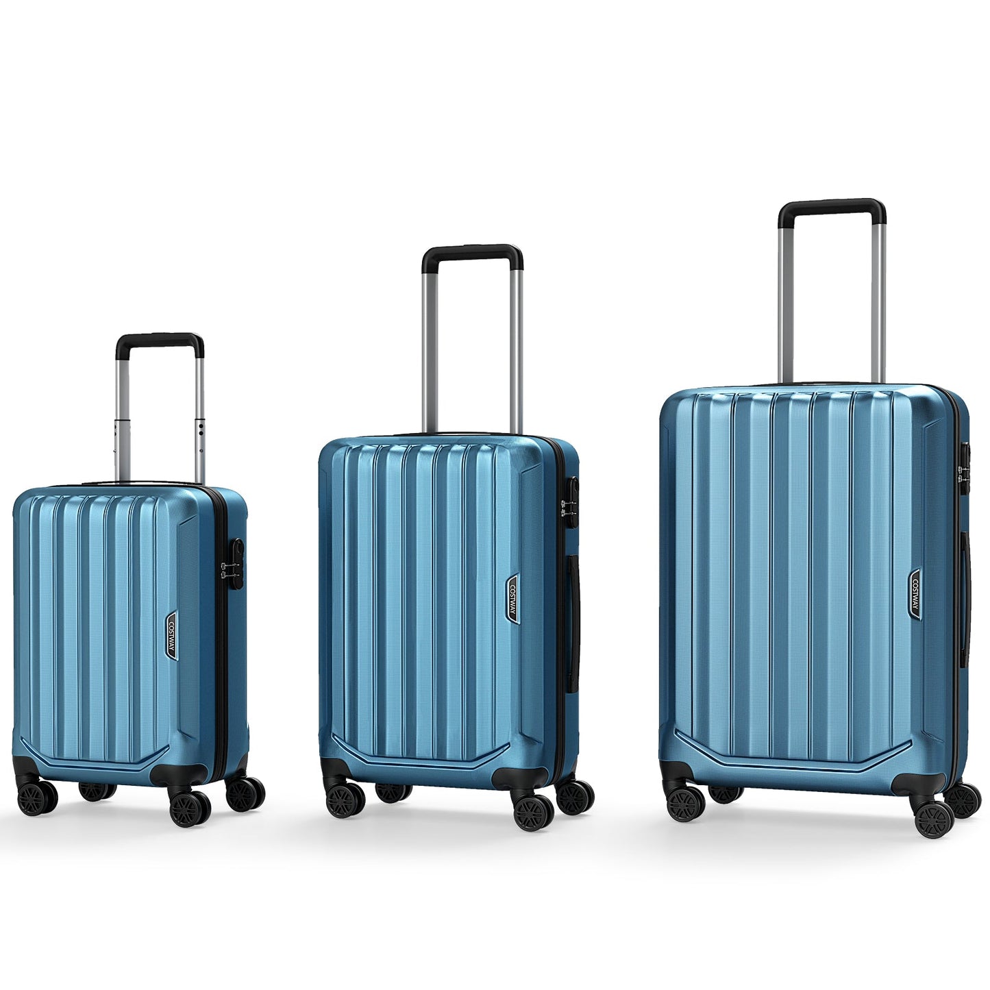 GemGear 3-Piece Hardside Luggage Set blue 20/24/28in with 3-Digital Lock and 4-spinner wheels on Tampa Home & Garden Store