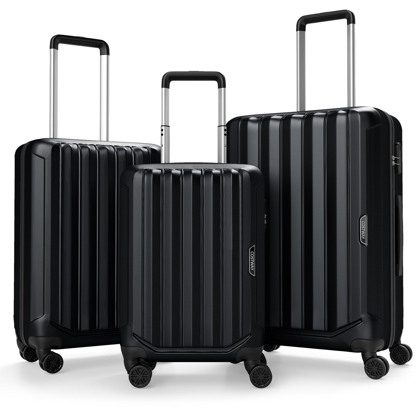 GemGear Costway 3-piece hardside black luggage set 20/24/28in with spinner wheels on Tampa Home & Garden Store