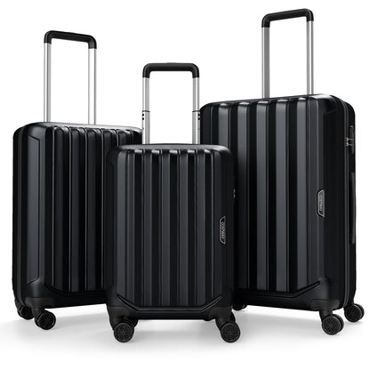GemGear Costway 3-piece hardside black luggage set 20/24/28in with spinner wheels on Tampa Home & Garden Store