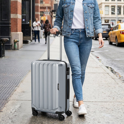 GemGear 3-Piece Hardside Luggage Set (20/24/28in), silver, lightweight with 3-Digital Lock on Tampa Home & Garden Store