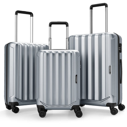 GemGear 3-Piece hardside luggage set silver 20/24/28 inch sizes with 3-Digital Lock on Tampa Home & Garden Store