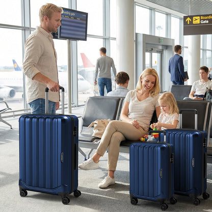 GemGear 3-Piece Hardside Luggage Set (20/24/28 in) lightweight navy blue with 3-Digital Lock on Tampa Home & Garden Store