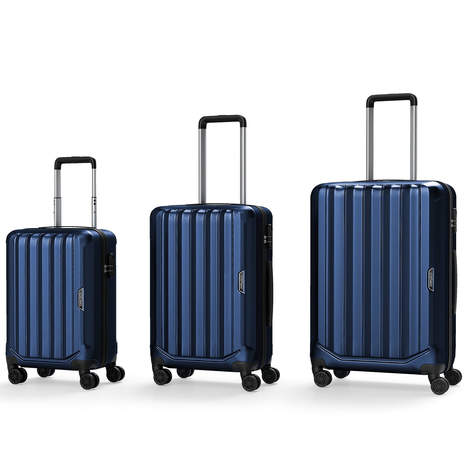 GemGear 3-Piece Hardside Luggage Set navy, 20/24/28 in, lightweight with 3-Digital Lock on Tampa Home & Garden Store