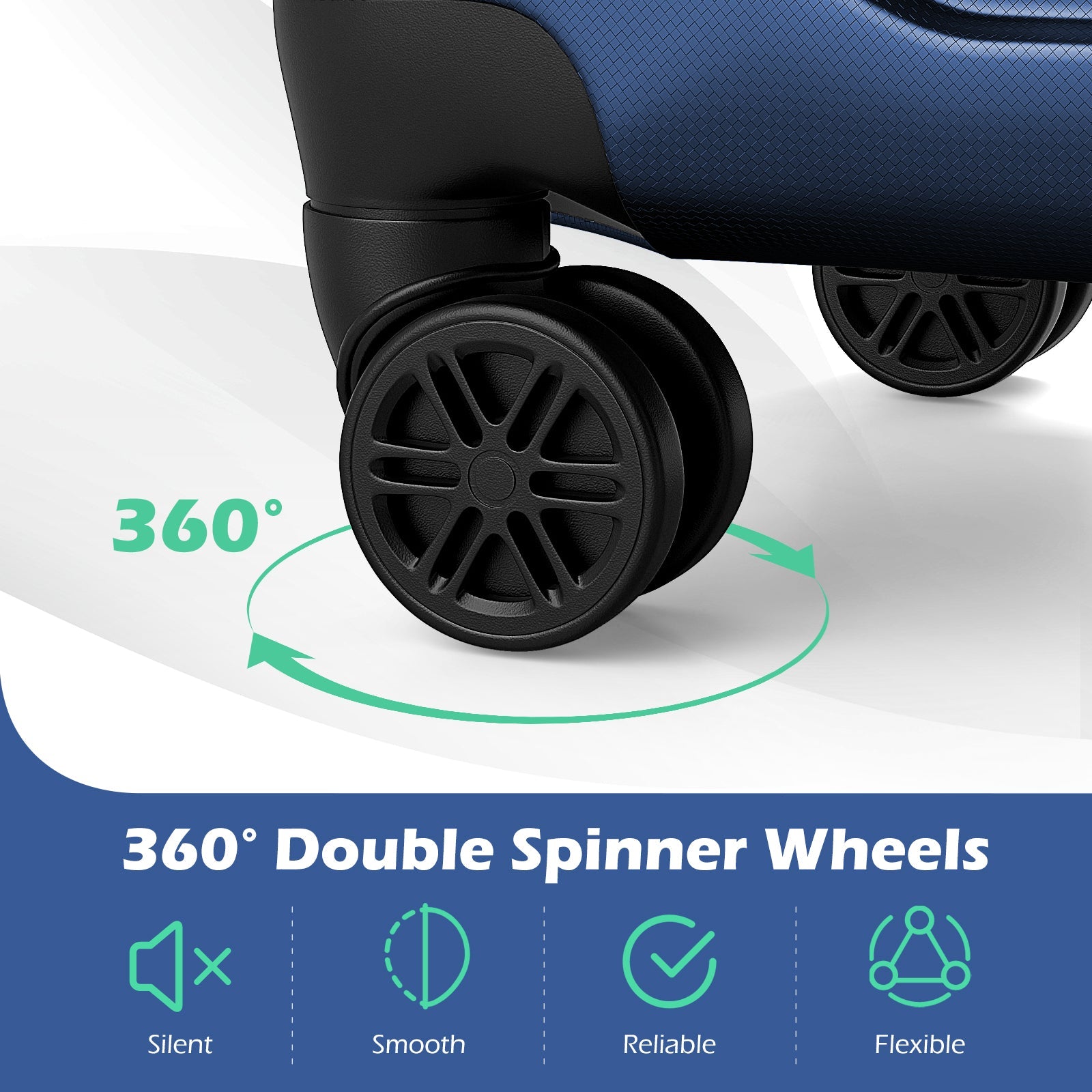 3-Piece Hardside Luggage Set navy blue textured shells with 360° spinner wheels GemGear on Tampa Home & Garden Store