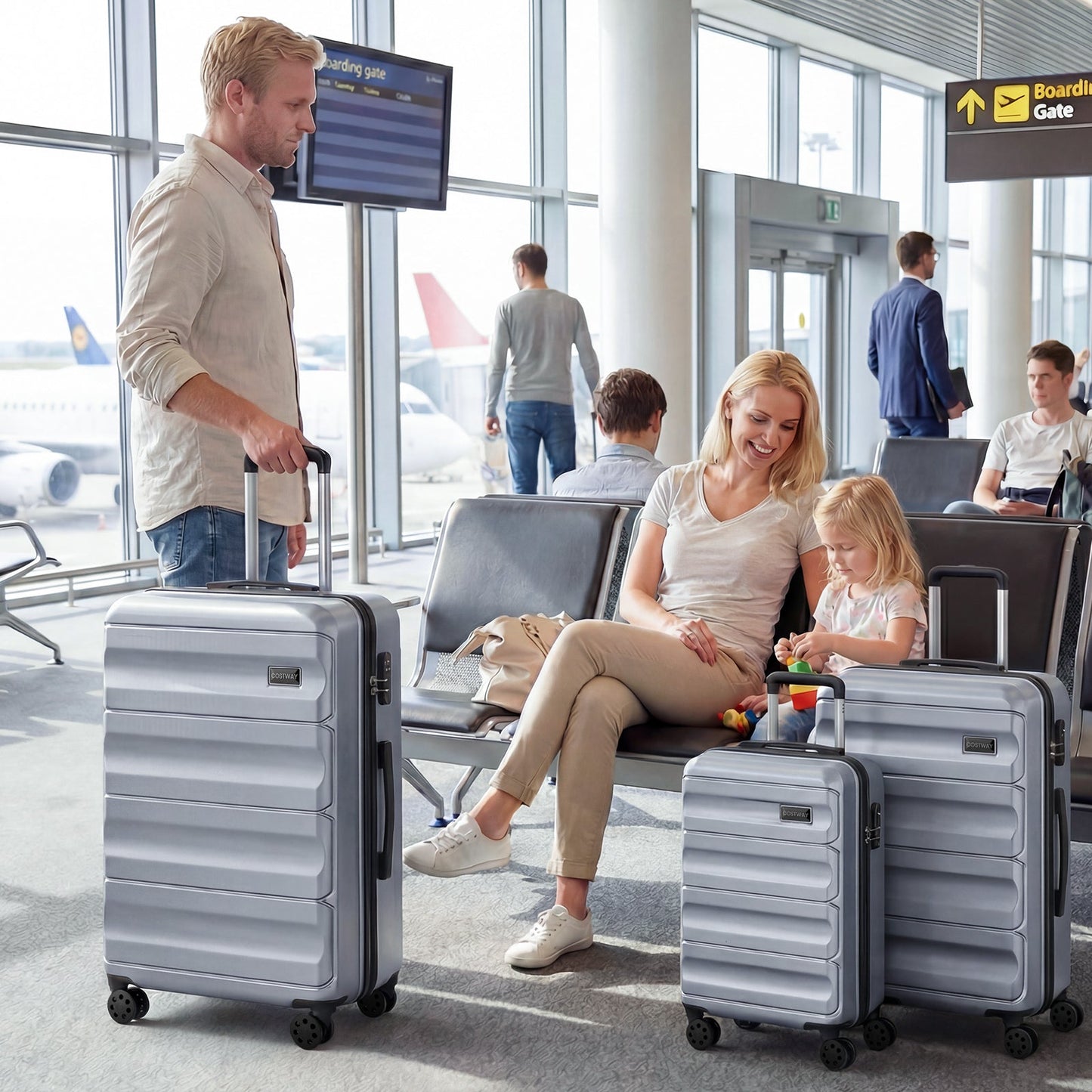 3-piece GemGear hardside luggage set in grey 20/24/28 inch with spinner wheels on Tampa Home & Garden Store