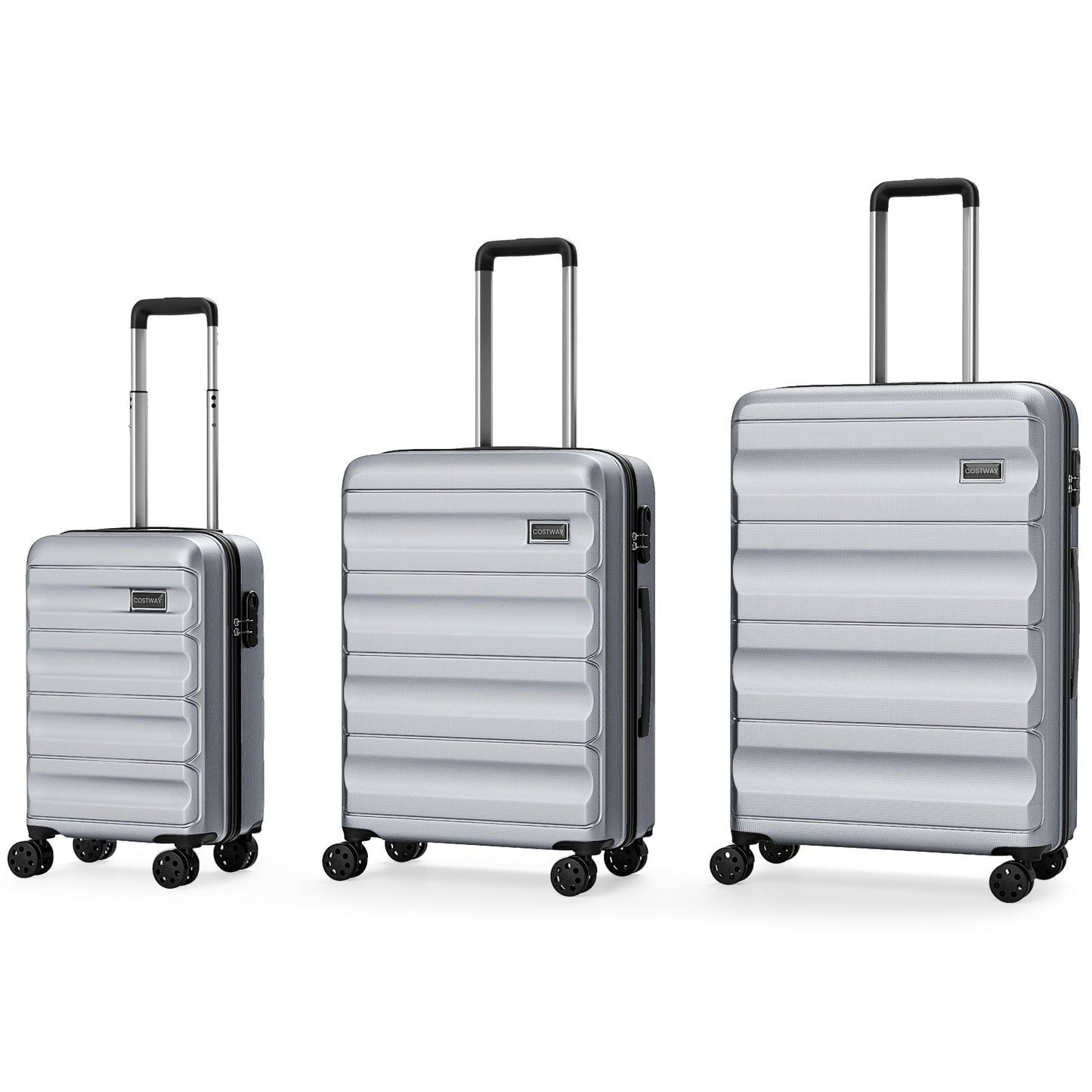 GemGear 3-piece hardside luggage set: 20/24/28 in, silver lightweight with spinner wheels on Tampa Home & Garden Store