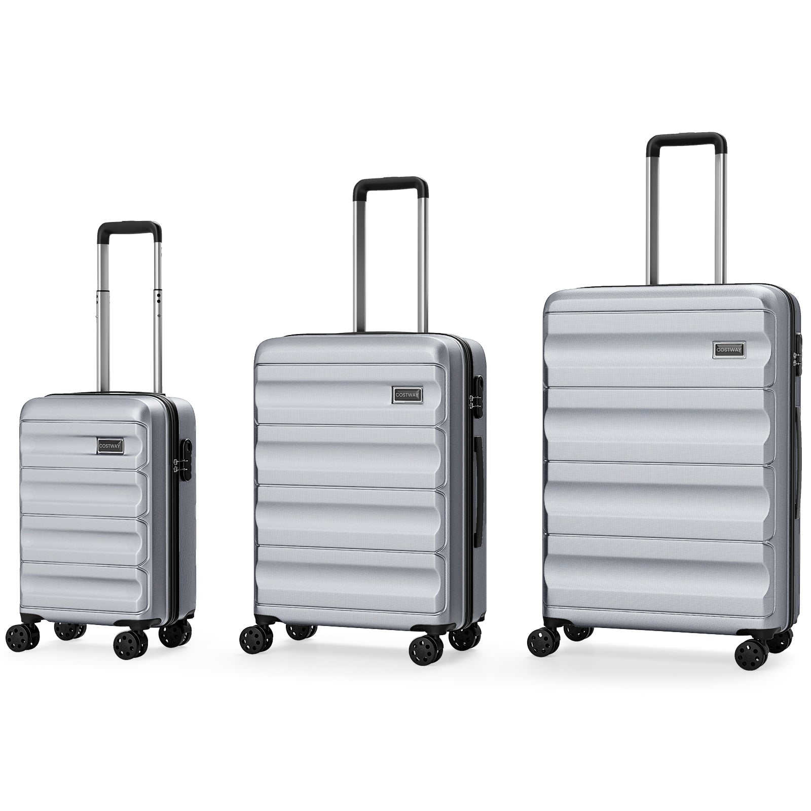 GemGear 3-piece hardside luggage set: 20/24/28 in, silver lightweight with spinner wheels on Tampa Home & Garden Store