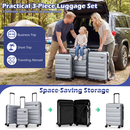 GemGear 3-Piece Hardside Luggage Set 20/24/28in, silver lightweight, family loading into SUV on Tampa Home & Garden Store