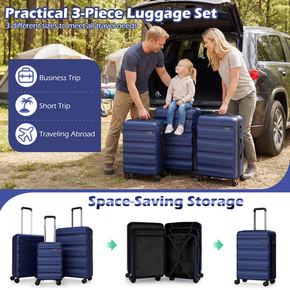 GemGear 3-Piece Hardside Luggage Set 20/24/28in blue suitcases with spinner wheels on Tampa Home & Garden Store