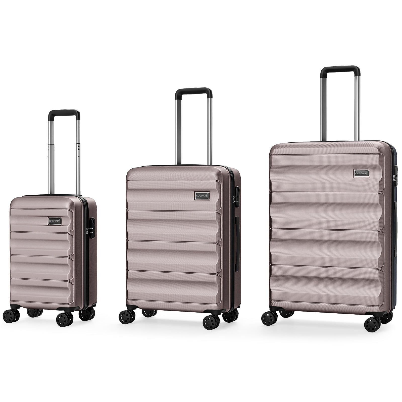 Costway 3-piece hardside luggage set, 20/24/28 inch, rose gold with spinner wheels on Tampa Home & Garden Store