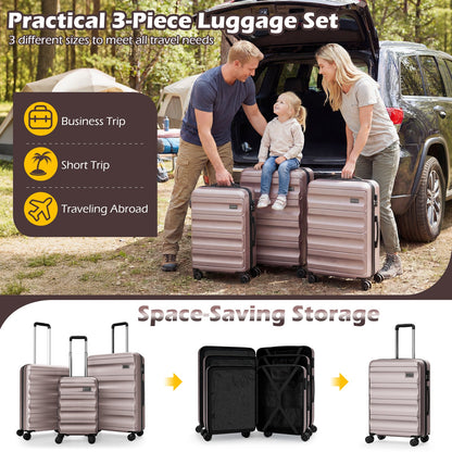 GemGear 3-Piece Hardside Luggage Set 20/24/28 rose-gold lightweight suitcases with wheels on Tampa Home & Garden Store