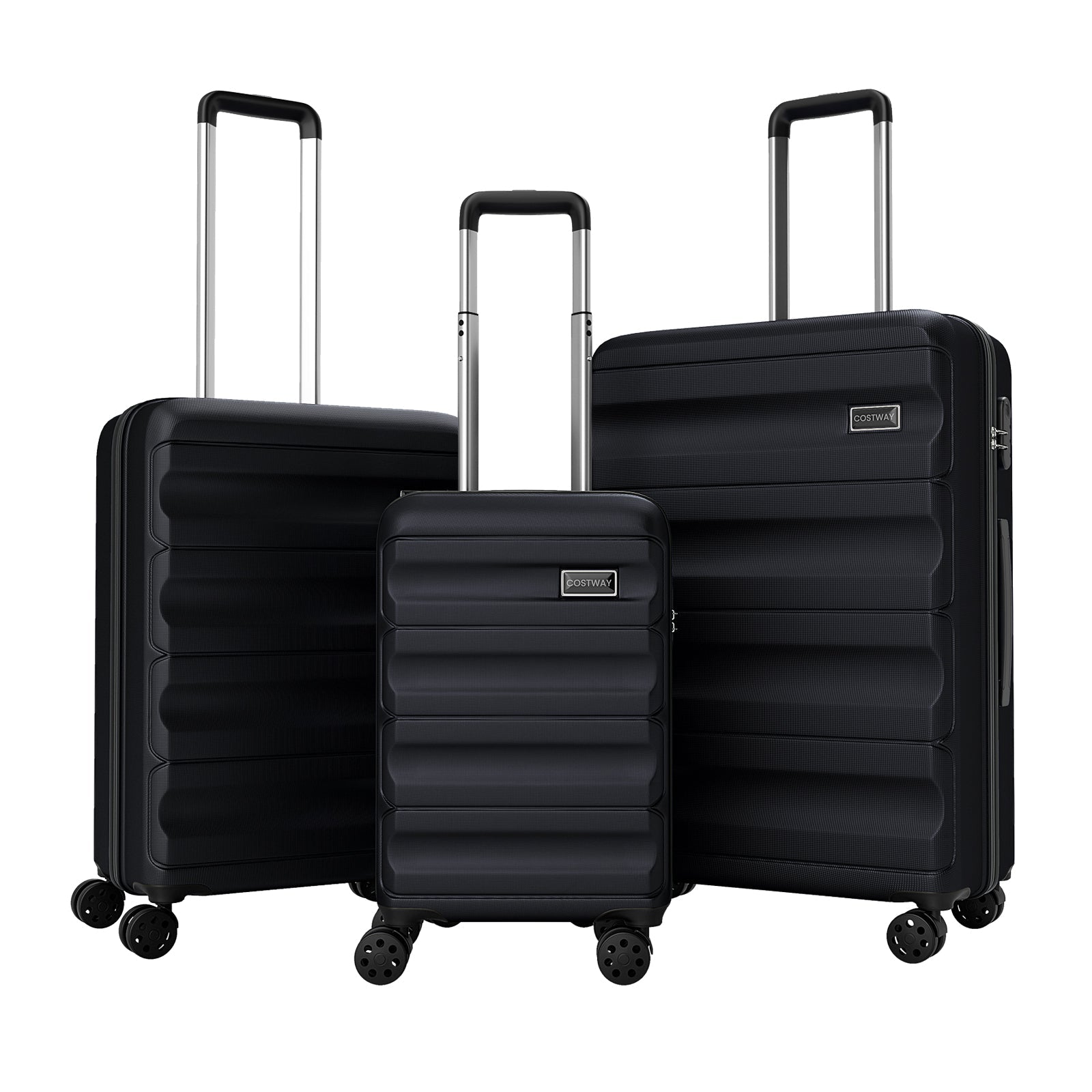 GemGear 3-Piece Hardside Luggage Set 20/24/28in black with spinner wheels on Tampa Home & Garden Store