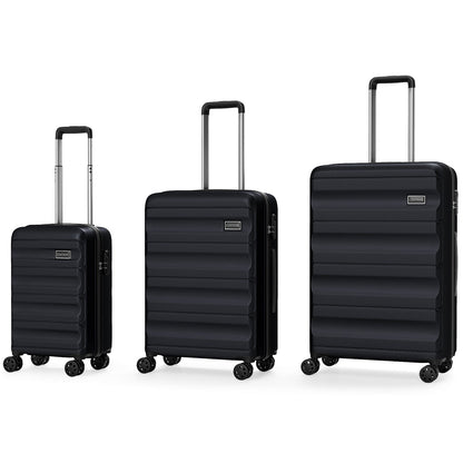 GemGear 3-piece black hardside luggage set (20/24/28in) with ribbed shells and wheels on Tampa Home & Garden Store