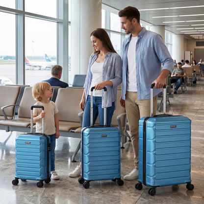 3-Piece Hardside Luggage Set GemGear in blue with 8-spinner wheels on Tampa Home & Garden Store