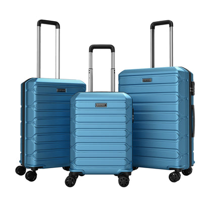 GemGear 3-piece blue hardside luggage set with 8-spinner wheels on Tampa Home & Garden Store