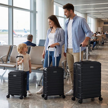 GemGear 3-Piece Hardside Luggage Set black suitcases with 8-spinner wheels on Tampa Home & Garden Store