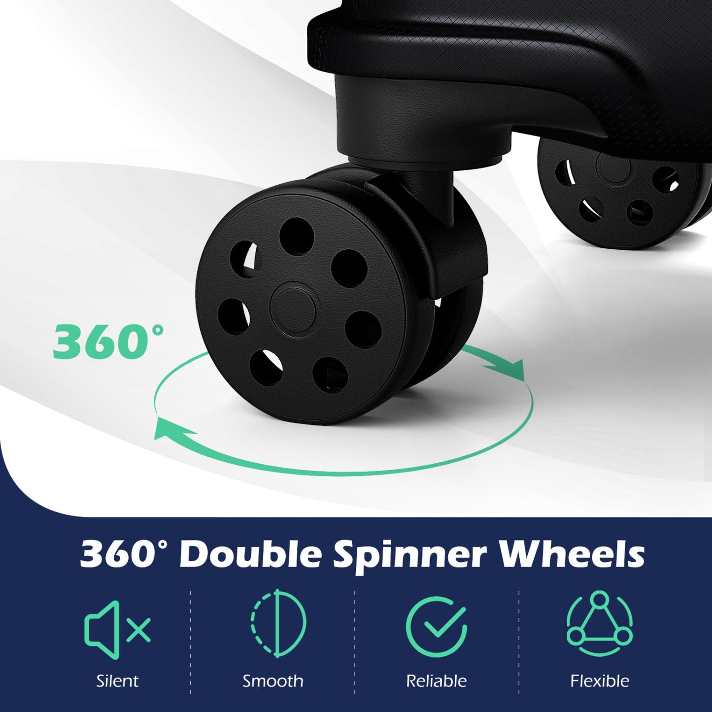 GemGear 3-Piece Hardside Luggage Set black 8-spinner wheels 360° spinner wheels on Tampa Home & Garden Store
