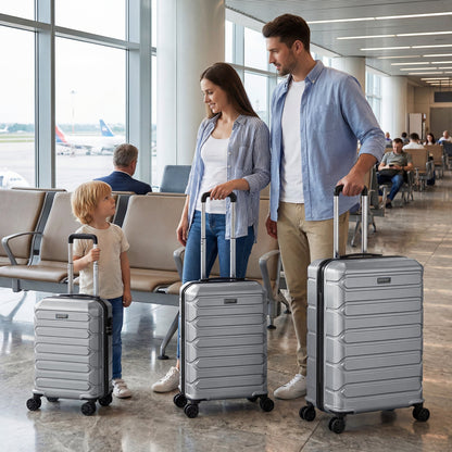 3-piece GemGear hardside luggage set in silver with 8-spinner wheels on Tampa Home & Garden Store